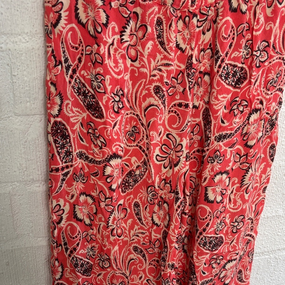 Mango MNG Paisley Wide-Leg Elastic Waist Ankle Pants sz S - Picture 7 of 7